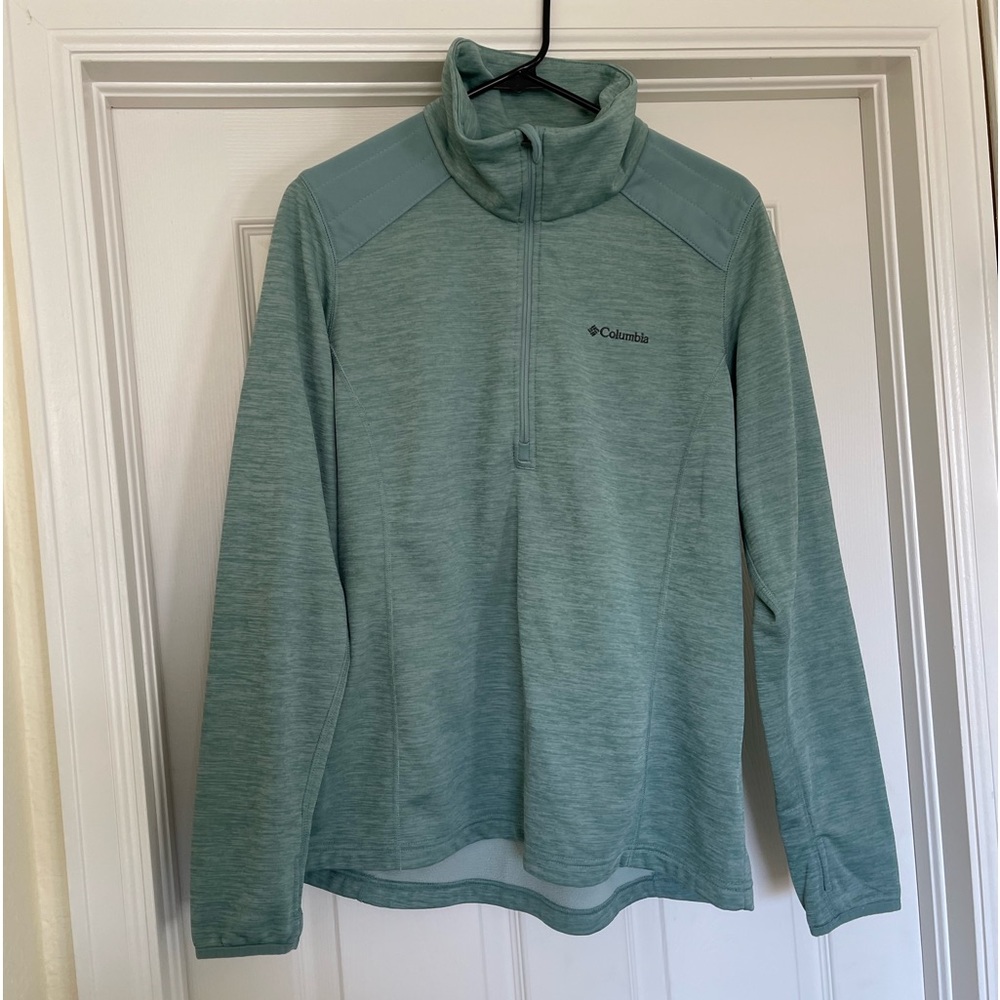 Columbia Pullover Fleece Lined Green Sweater GUC